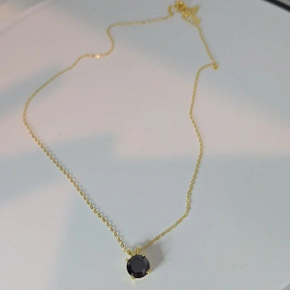 Gold Plated Necklace with Black Moissanite Gem. 2ct - Picture 4 of 6